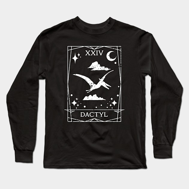 Tarot Dactyl - Funny Dinosaur - Pterodactyl Flying Long Sleeve T-Shirt by Shirt for Brains